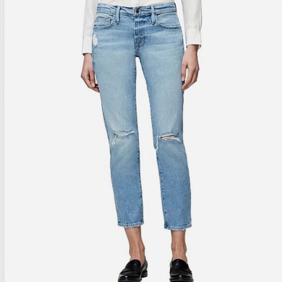 Frame Le Boy Denim Ankle Cropped Blue Jeans Size 24 - Picture 1 of 7
